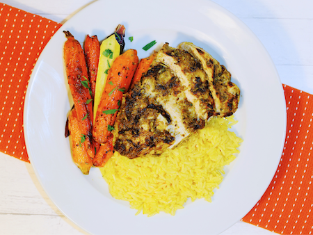Greek Chicken with Saffron Rice